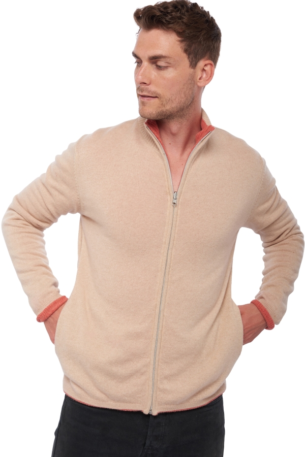 Cashmere & Yak men waistcoat sleeveless sweaters vincent tender peach natural beige 3xl